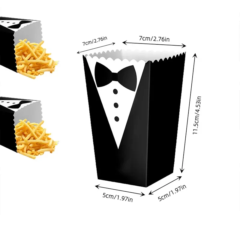10 Stück Team Bräutigam als Thema Popcorn Box Smoking Krawatte Hemd Süßigkeiten Snack Keks Verpackungsboxen für Hochzeit Brautparty Party Dekor – Detail 1