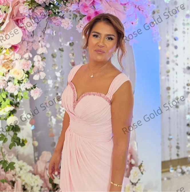 Nowoczesne Różowe Suknie Wieczorowe Linia A Dekolt w Serek Bez Rękawów Vestidos de Soriee Koraliki Cekiny Suknia Balowa Sukienka na Bal Studniówkowy Szyta na Miarę