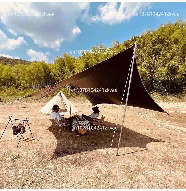 

Black Coated Tarp Butterfly Outdoor Shade Beach Awning Canvas Sail SunShade Ultralight Camping Fishing Rainproof Sunshade