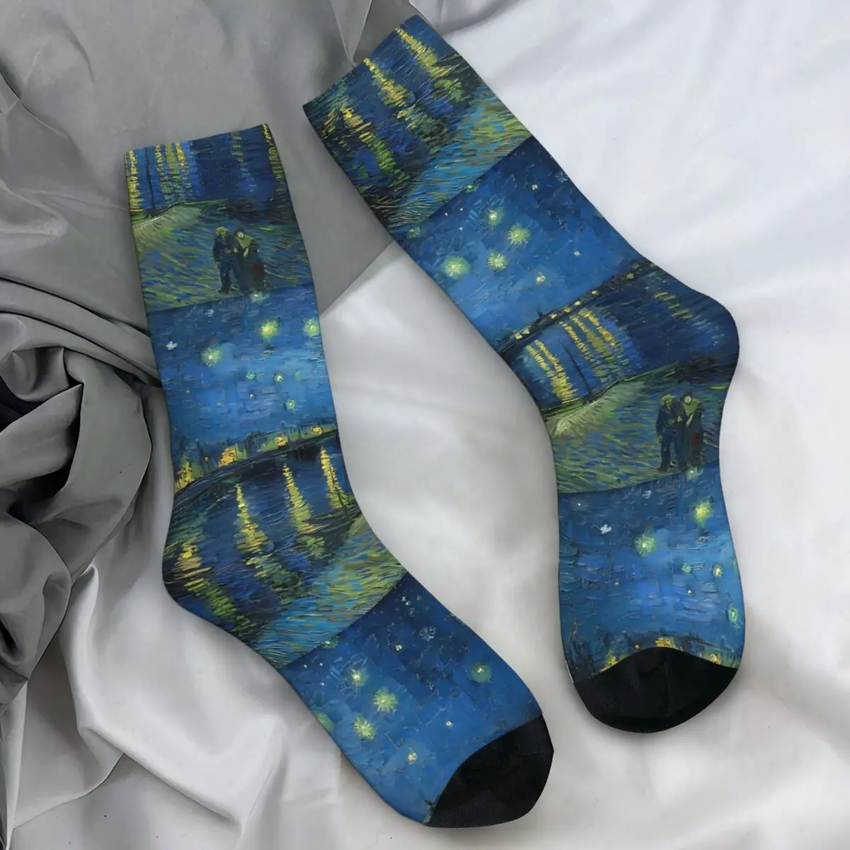 Van Gogh Socks Rhone Trendy Stockings Autumn Anti Sweat Men Socks Soft Printed Outdoor Sports Socks