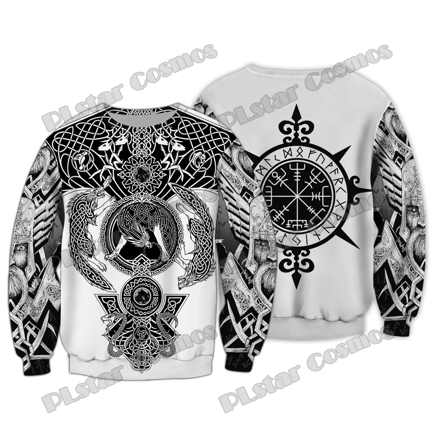 Fenrir Wolf Tattoo Vegvisir Symbol 3D Printed Mens Fashion Hoodie & Sweatshirt Autumn Unisex Casual zip Hooded Pullover MT-178