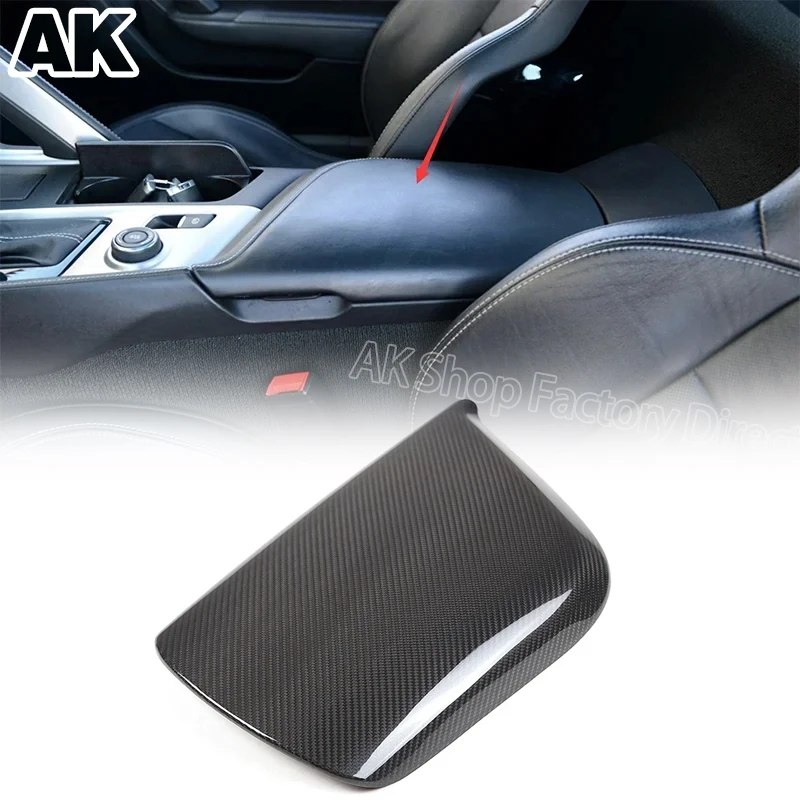 For Chevrolet Corvette C7 2014-2019 Real Carbon Fiber Car Center Armrest Box Cover Sticker Protective Car Interior Accessories