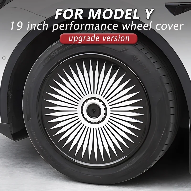 4PCS HubCap for Tesla Model Y 19 Inch Hub cap Performance Automobile Replacemen Wheel Caps Full Rim Cover Accessories 2018-2024