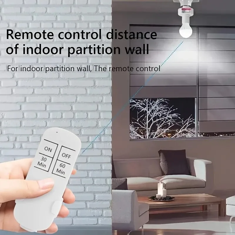 Wireless E27 LED lamp holder and remote switch timer AC 110-240V socket adapter converter for home lighting