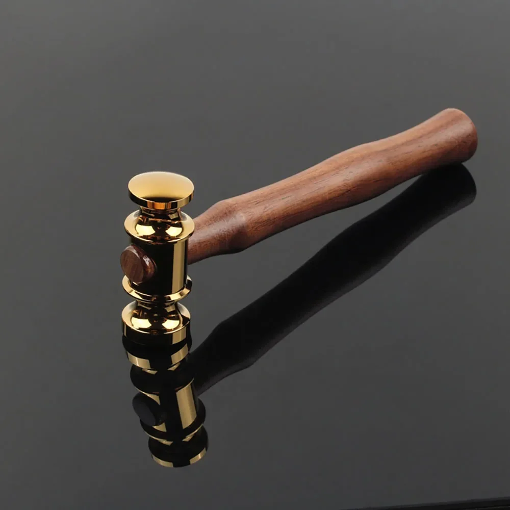 Wooden Handle Leather Craft Studio DIY Tool Solid Brass Mirror Polishing Hammer