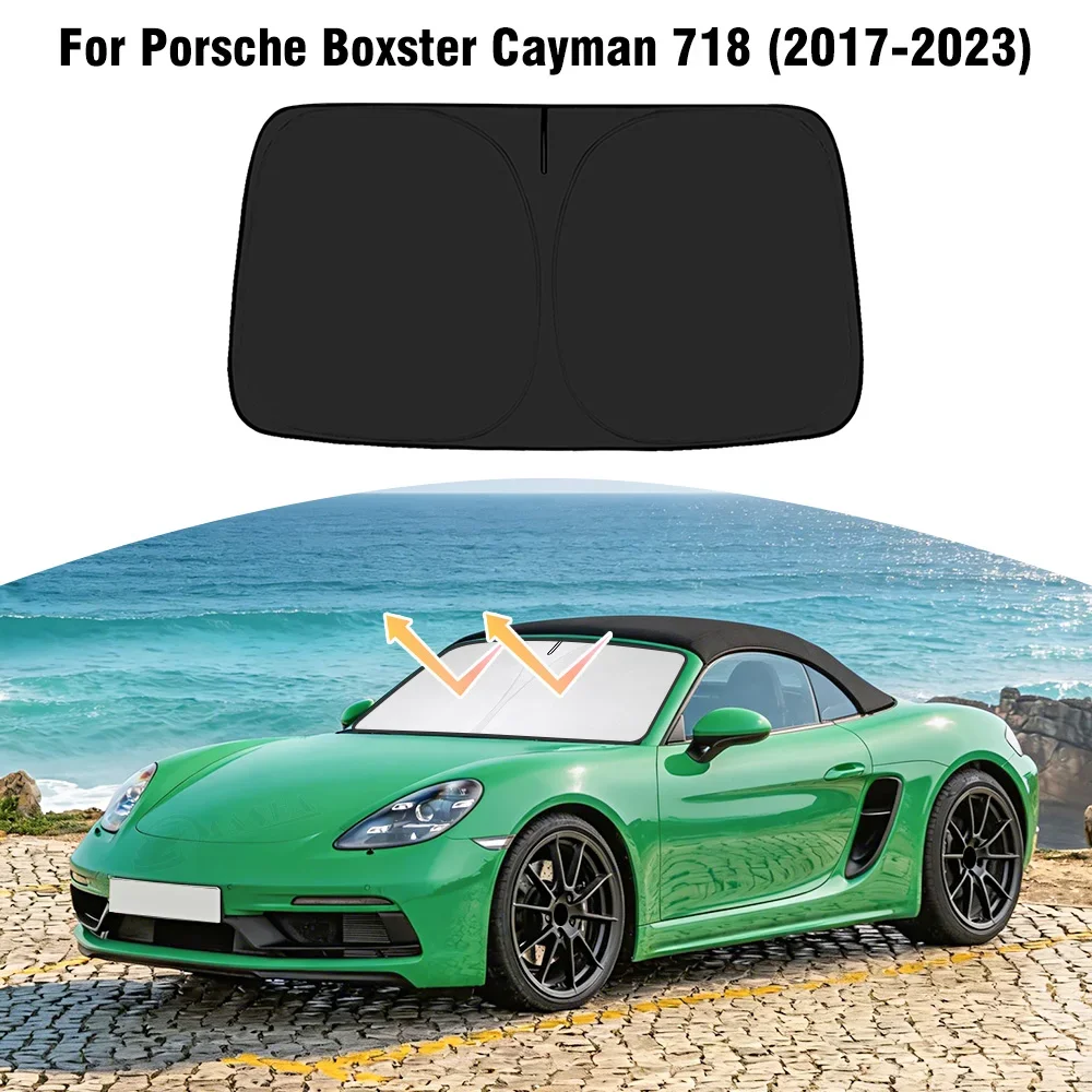 For Porsche 718 Boxster Cayman 2017-2023 Front Windshield Sunshade Cover UV Protection Sun Visor Car Accessories