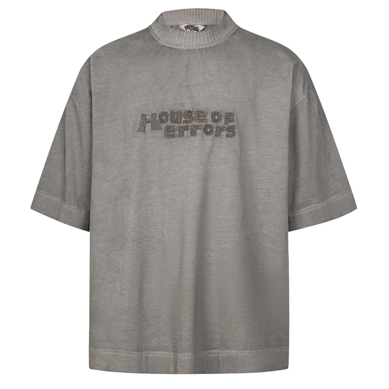 

Loose Simple Embroidery Logo House of Errors Short Sleeve Men Women Couples High Street Casual HOUSE OF ERRORS Top Tee