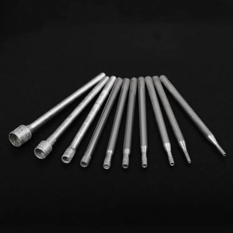 10Pcs 2.35mm Shank Diamond Drill Bit Multi-Size Hollow Head Rotary Tools  for Glass Stone Ceramic Engraving Concave Burr Needle