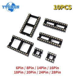 10PCS IC Sockets DIP6 DIP8 DIP14 DIP16 DIP18 DIP20 DIP24 DIP28 Pins Round Hole 2.54 PCB Connector DIP Socket 6 8 16 18 20 28 Pin