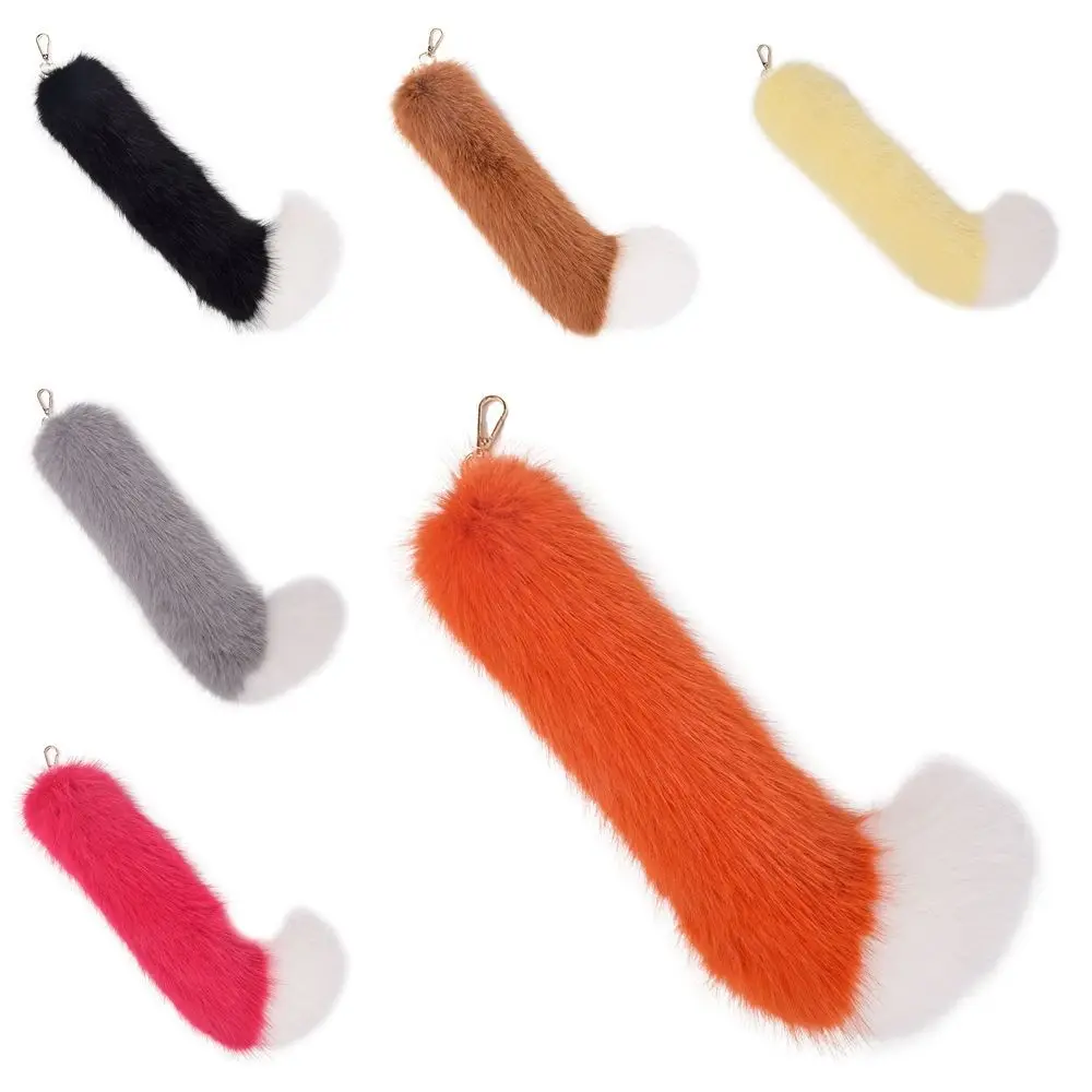 

Cute Huge Fluffy Faux Fur Fox Tail Keychain Soft Thickening Fur Pendant Warm Fox Fur Keyring Accessory Gift