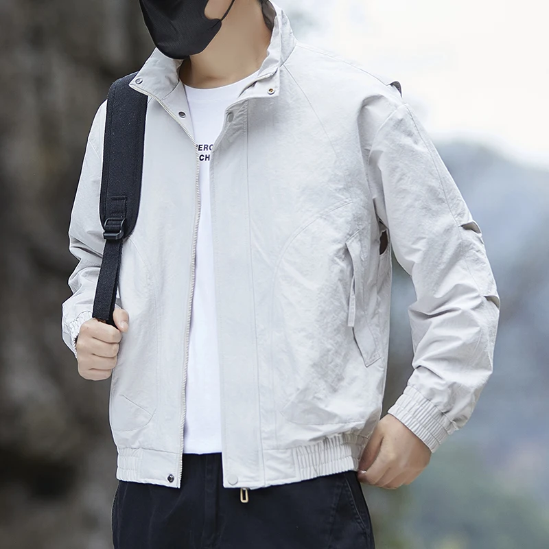 

Новая мужская куртка-карго оверсайз с воротником-стойкой, оригинальный дизайн, весна-осень 2026, модная, удобная, цвета экрю