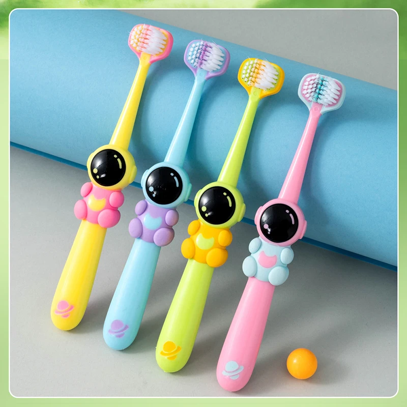 2pcs Children\'s Toothbrush Three-sided Soft Bristle Teeth Whitening Brushes For 3-12 Years Old Kids Dental Oral Care