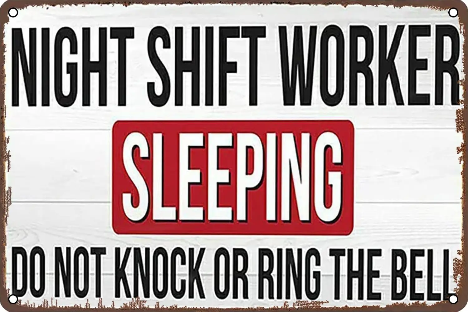 Vintage Tin Signs Night Shift Worker Sleeping Sign Wall Decor for Home Man Cave Office Sign 12 X 8 INCH