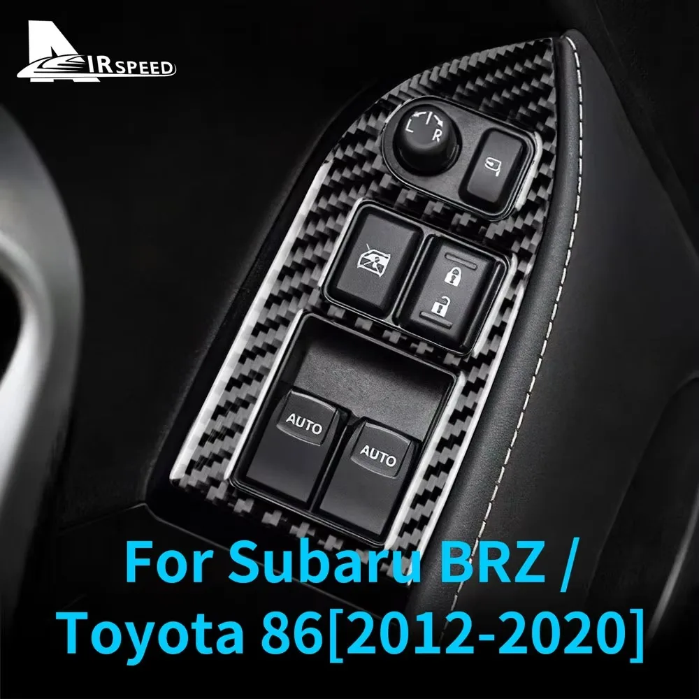 For Subaru BRZ  Toyota GT86 2012-2020 Real Soft Carbon Fiber LHD RHD Sticker Interior Trim Car Window Switch Button Frame Cover