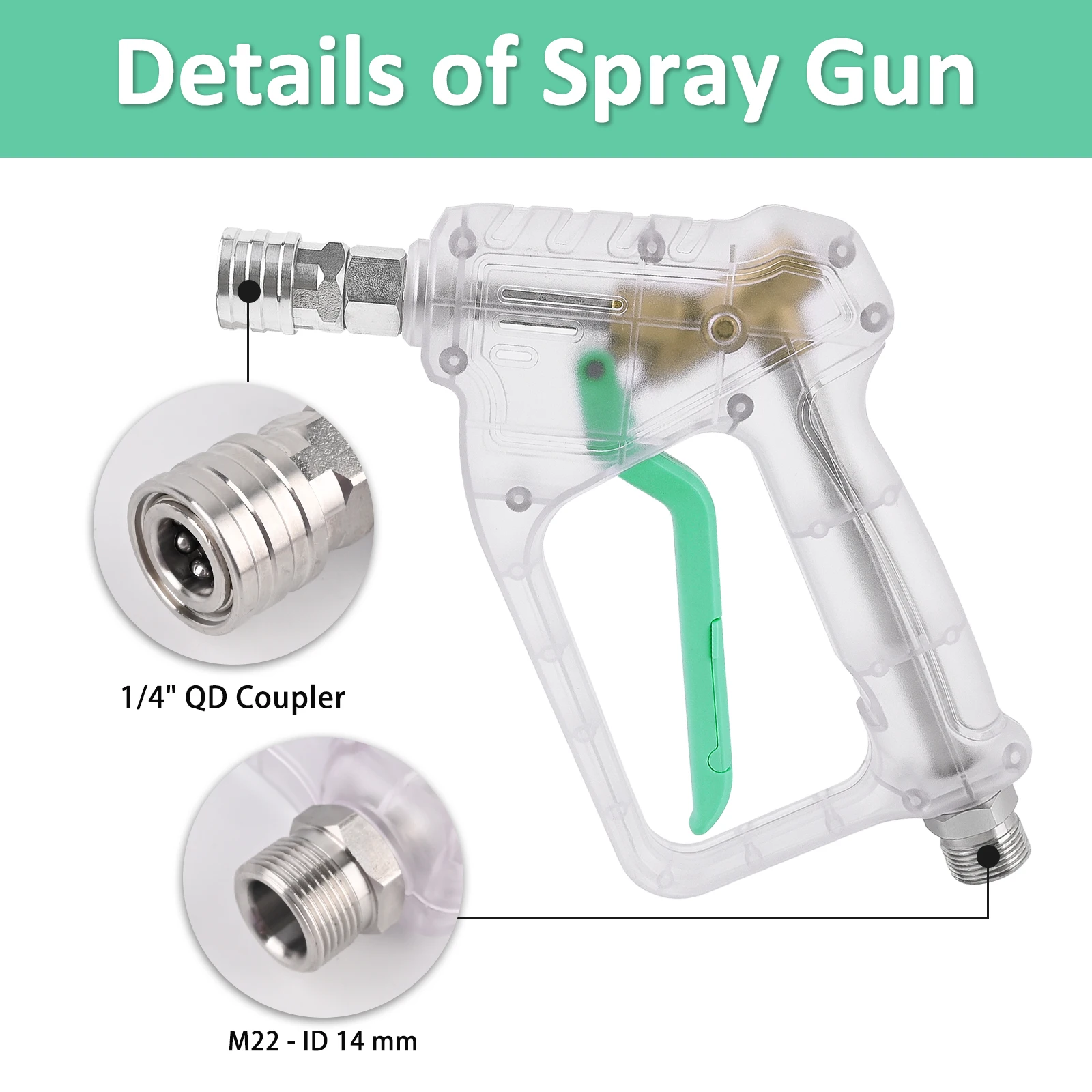 Pressure Washer Gun Kit - Convenient Electric Pressure Washer Gun Max 150 bar with 1/4