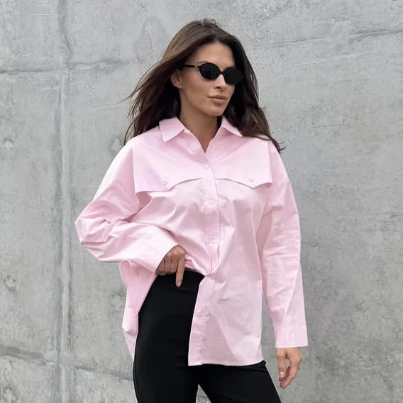 

Women's Shirt Advanced Casual Ladies Single Breasted Design Blouses Fashion Spring Autumn Versatile Commuter Female Long Sleeve