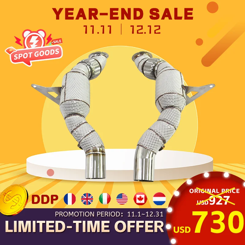 

11.11 HMD Exhaust System High Flow Performance Downpipe for Ferrari 488 Pista Spider GTB V8 3.9T With Heat Shield