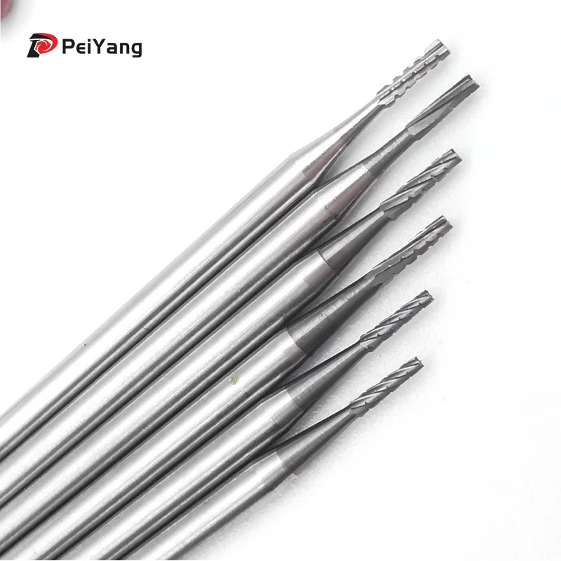 6pcs HP Bur HP Straight Fissure/Tapered Fissure/Inverted Cone/ Roend Used for Polishing Curving Dentistry Dental Lab Accessories
