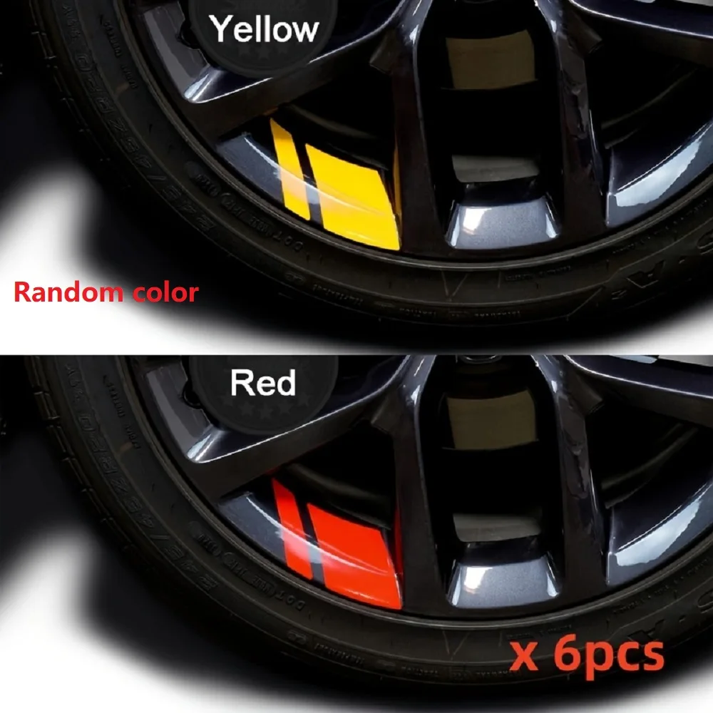 6Pcs Random color Car Sticker Reflective Wheel Hub Decals