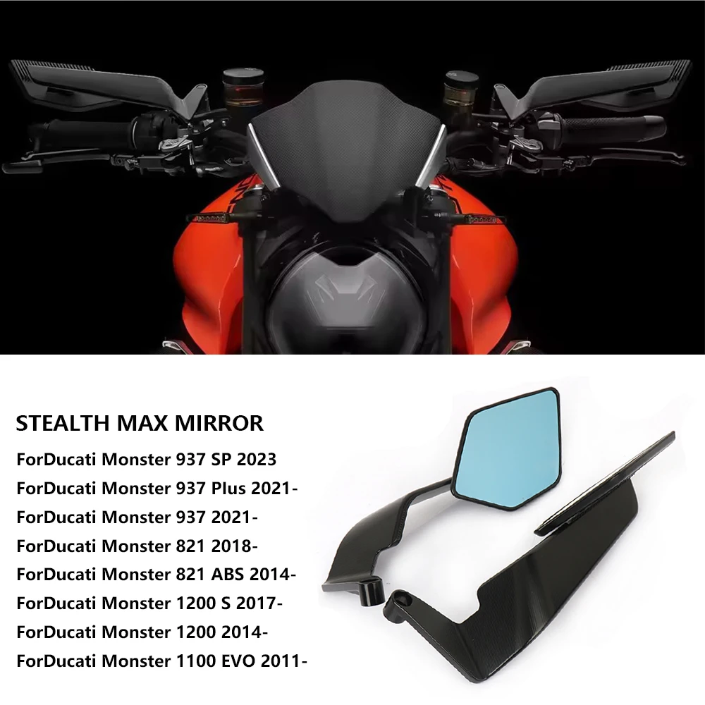 

For Ducati Monster 821 937 SP Motorcycle Wind Wing Side Rearview Reversing Mirror Anti-Glare 360° Adjustable Monster 1200 R / S