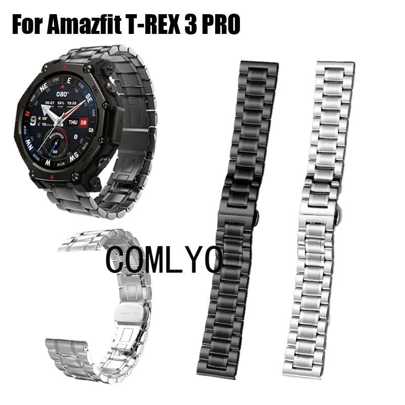 

For Amazfit T-REX 3 PRO Smart Watch Strap Stainless steel metal Men Band