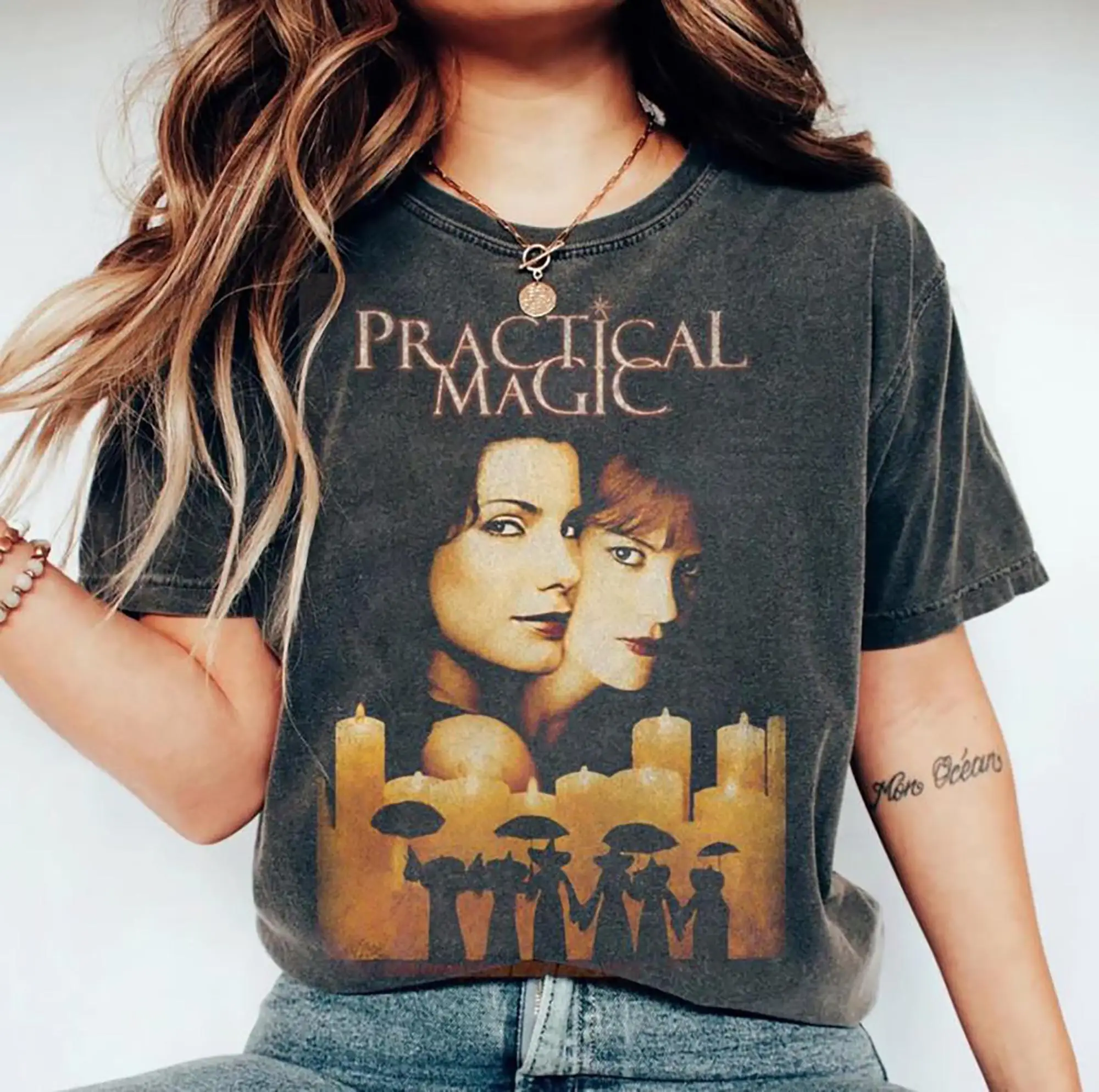 Summer Women's Retro Practical Magic  Print T-shirt Cotton and Breathable Short Sleeve Streetwear Oversized Loose Casual