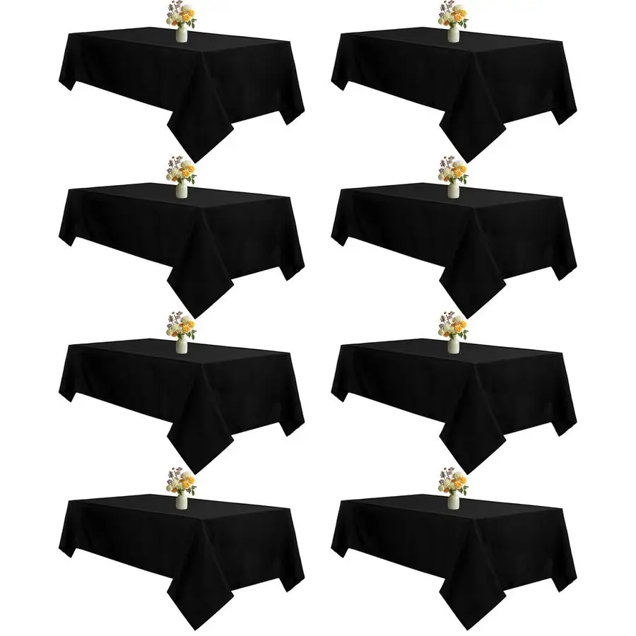 

Набор черных скатертей 60 x 102 дюйма для прямоугольных столов длиной 6 футов, устойчивые к сминанию, моющиеся, из полиэстеровой ткани.