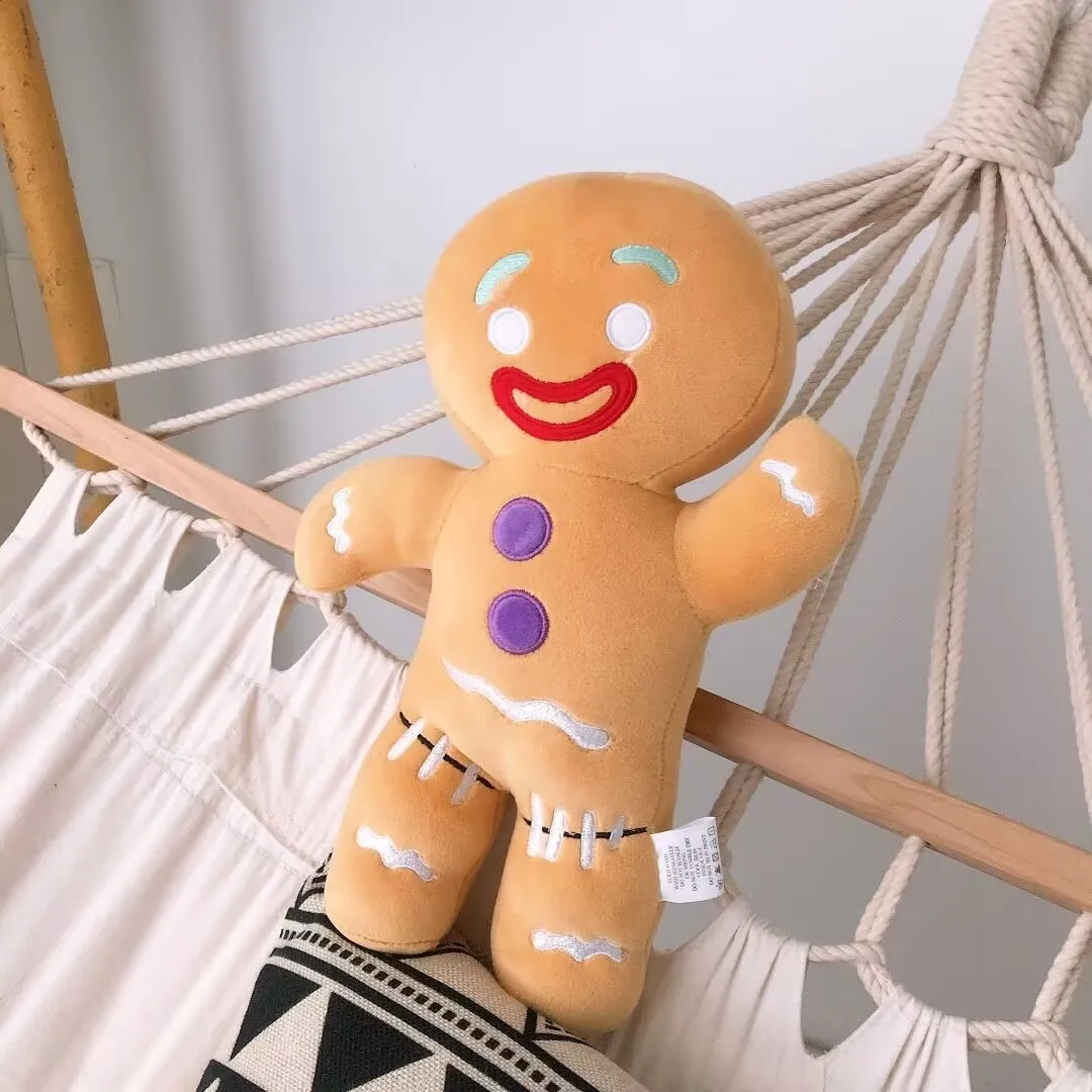 

Декоративная подушка с пряничным человечком из мультфильма, мягкая аниме-бисквитная Шрек, плюшевые игрушки, кукла-кулон, подушка, диван-кровать, домашний декор