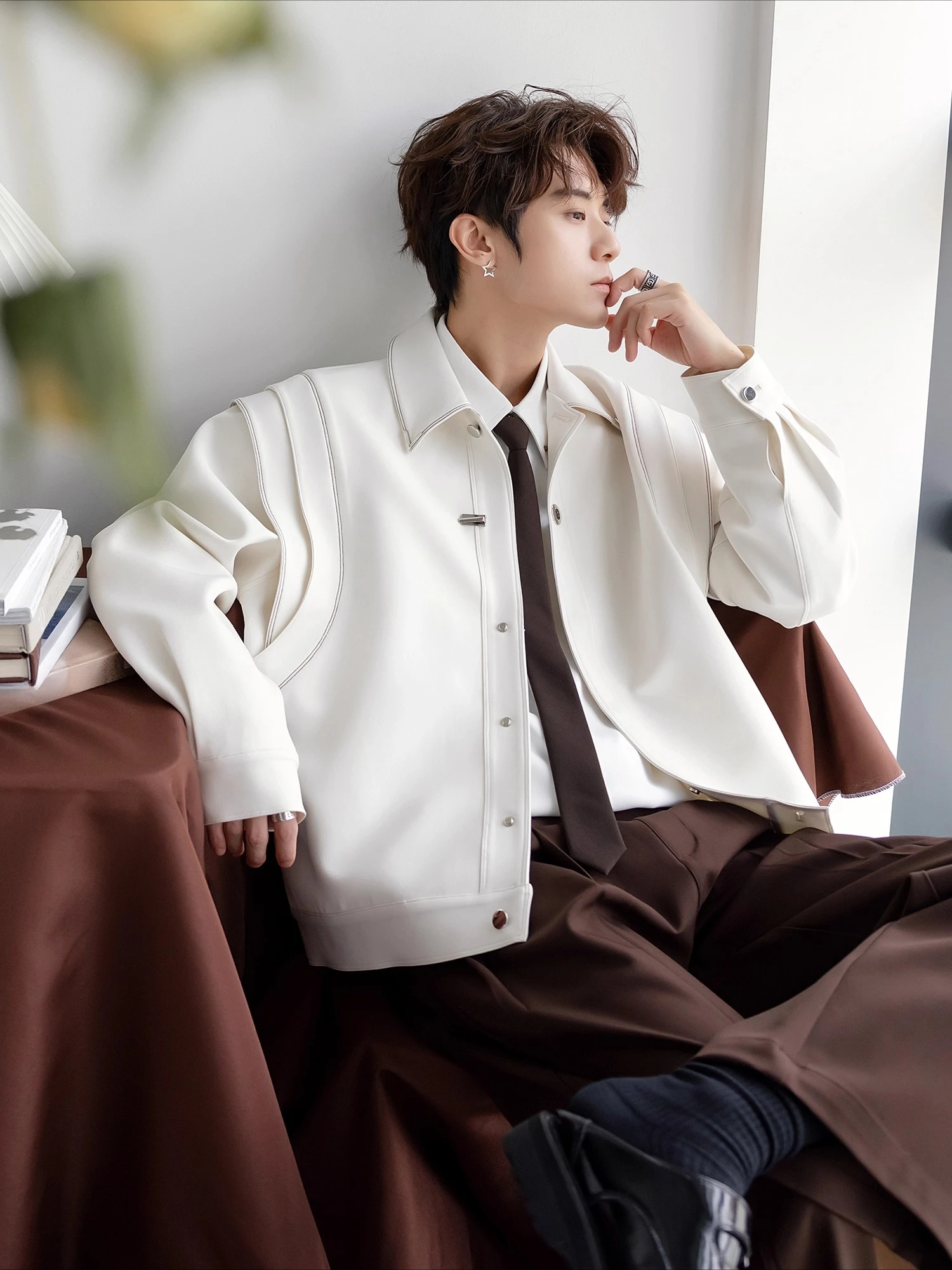 Men's Original Design Jacket Coats Men's 2025 Autumn New Stylish Tops Male Long Sleeve Solid Color Lapel Loose Trendy Chic Coats