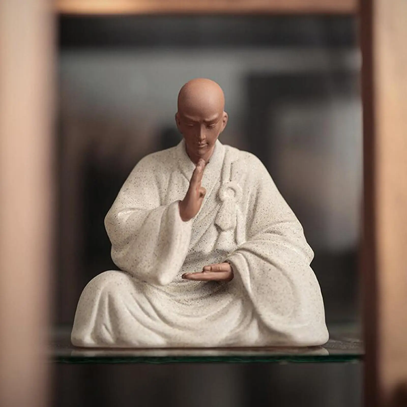 

Pottery Clay Buddhist Monk Figure Sculpture Hand Carving Stylish and Elegant