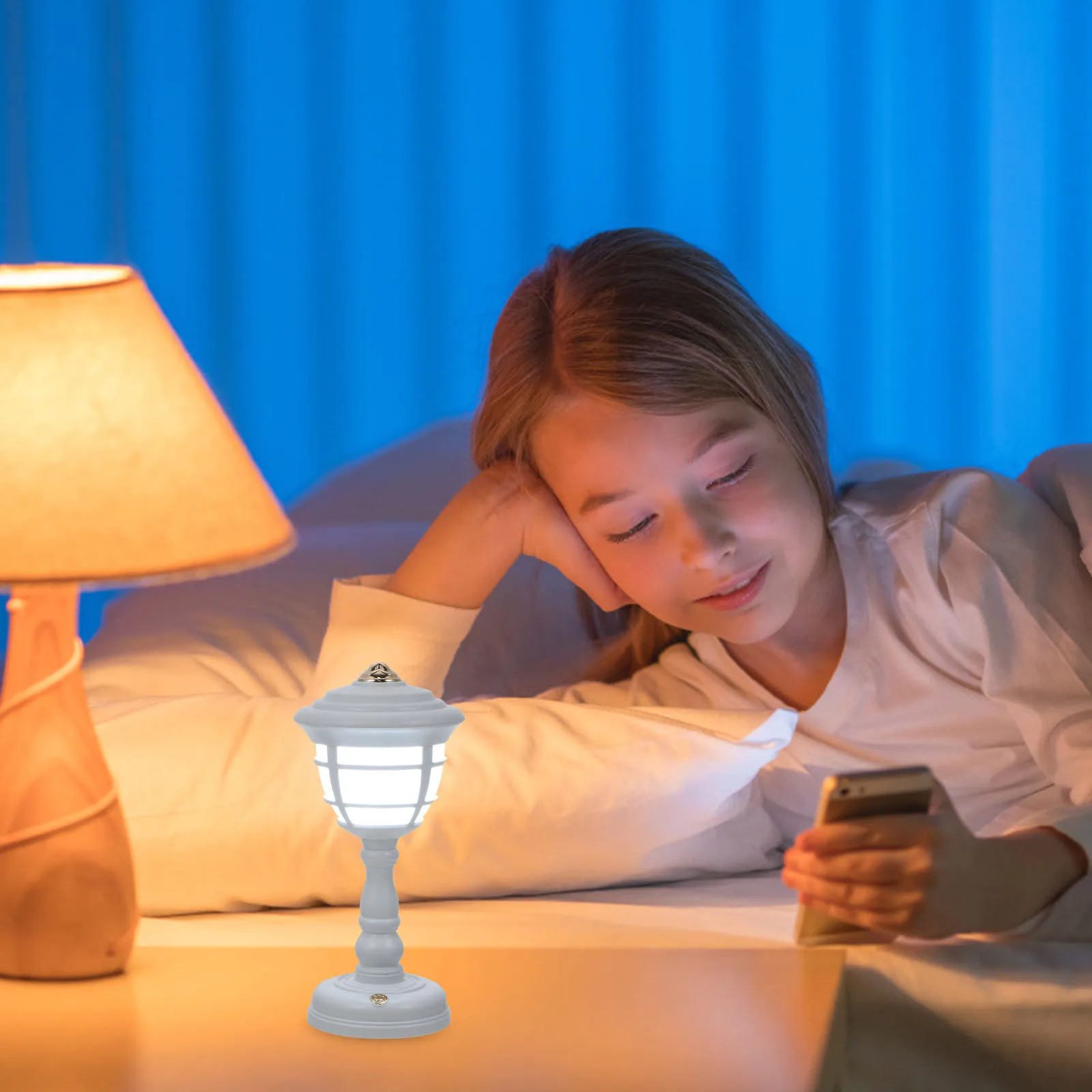 1セット レトロスタイルランプ ミニデスクトップナイトライト 寝室用 USB充電式 デコレーションテーブルトップ ヴィンテージランプ ホームデコレーション