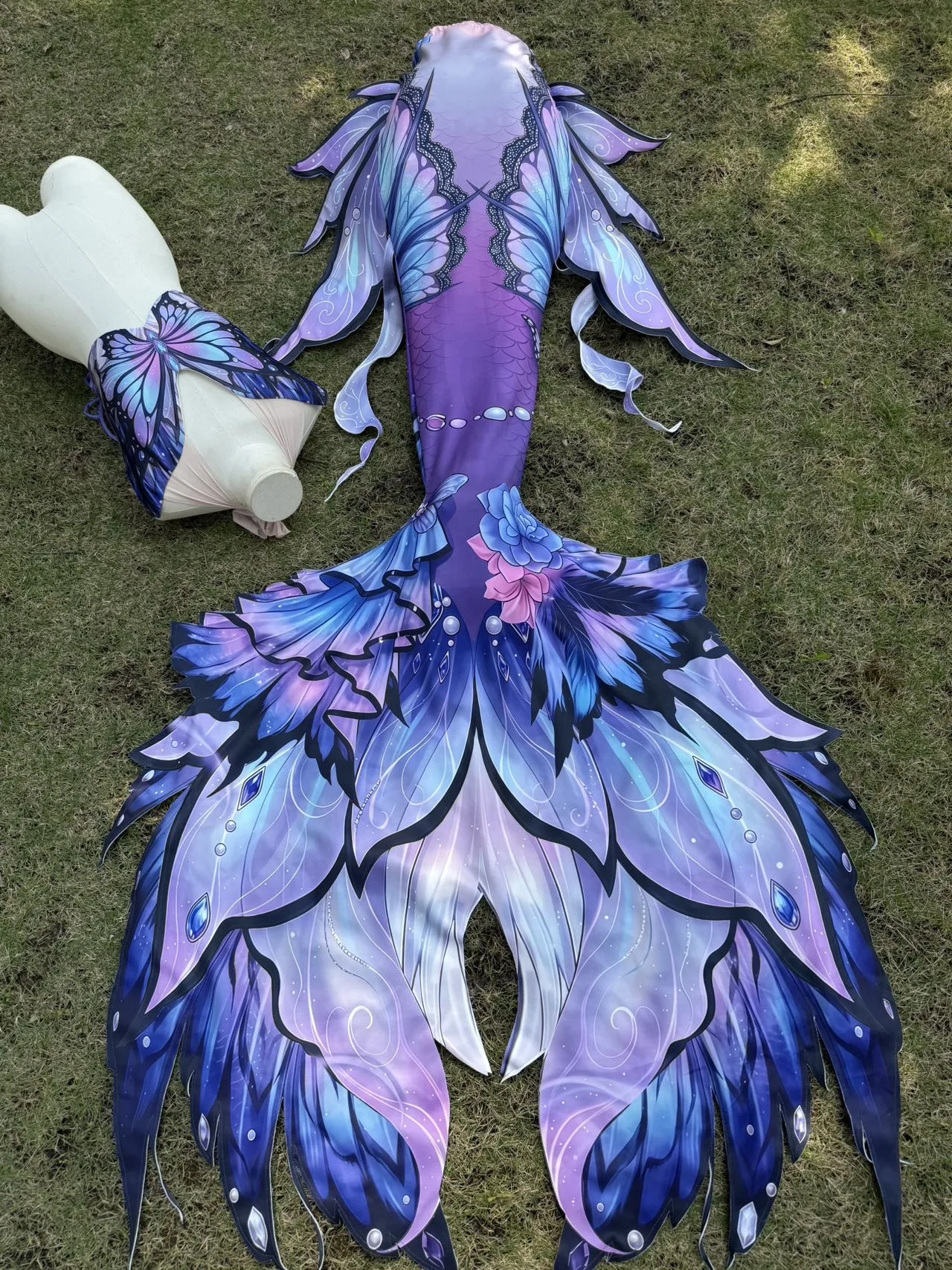 

Black Lace Butterfly Mermaid Large Fishtail, Underwater High-Definition High-Quality Comfortable Shooting Diving Mermaid Costume
