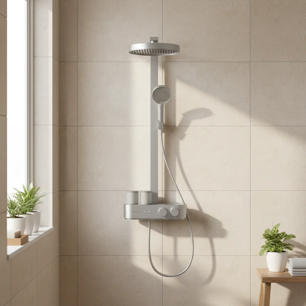 Rain & Massage Shower Head with Brass Construction and Metered Faucets for Foam Shower Gel Use