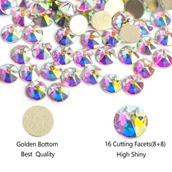 8 büyük + 8 küçük 2088 Kesim Yönleri Tırnak Taklidi Kristal AB Flatback Olmayan Düzeltme Rhinestones Dekorasyon Kristal Taşlar