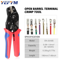 Crimping Tools SN-2549S For PH2.0/XH2.54/2.8/3.0/3.96/KF2510/JST Terminal (0.08-1.0mm²)/(AWG28-18) Wire Ratcheting Pliers YEFYM