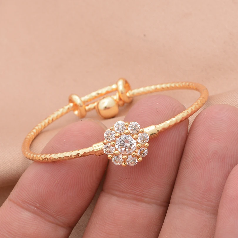 Dubai Gold Color Bangles For Child Kinds Gold Plated Indian African Bracelets Ethiopian Children's Day Birthday Bracelet