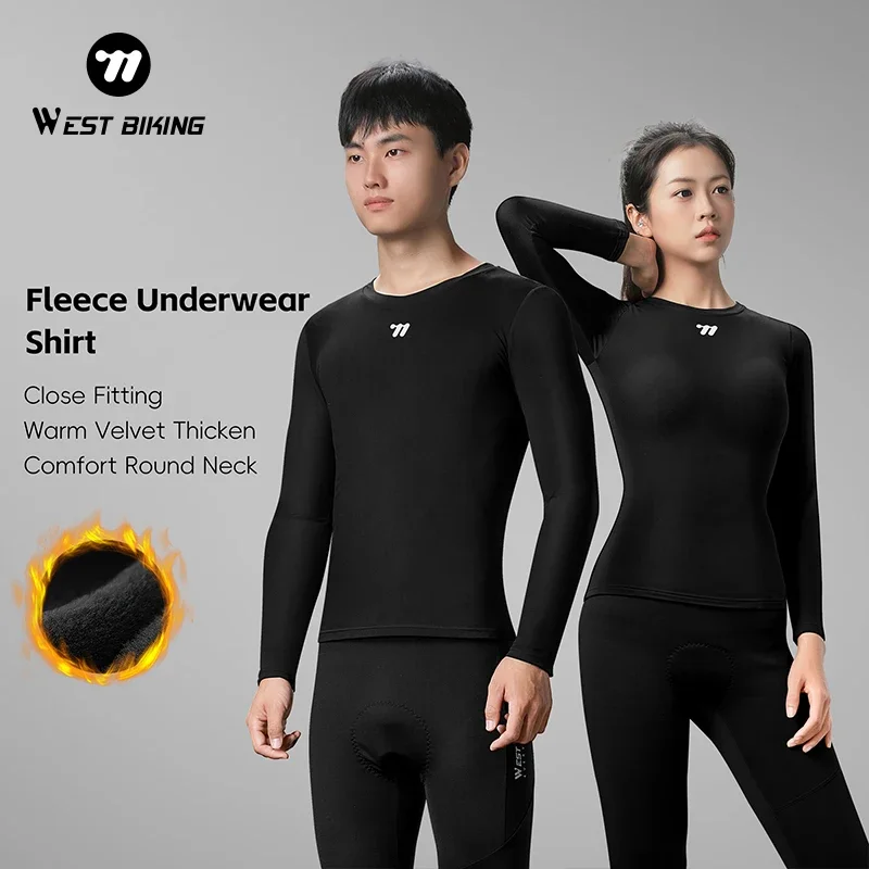 

WEST BIKING Winter Fleece Cycling Jersey Base Layer Long Sleeve Motorcycle Bicycle Cotton Undershirt Couples Thermal Sport Gear