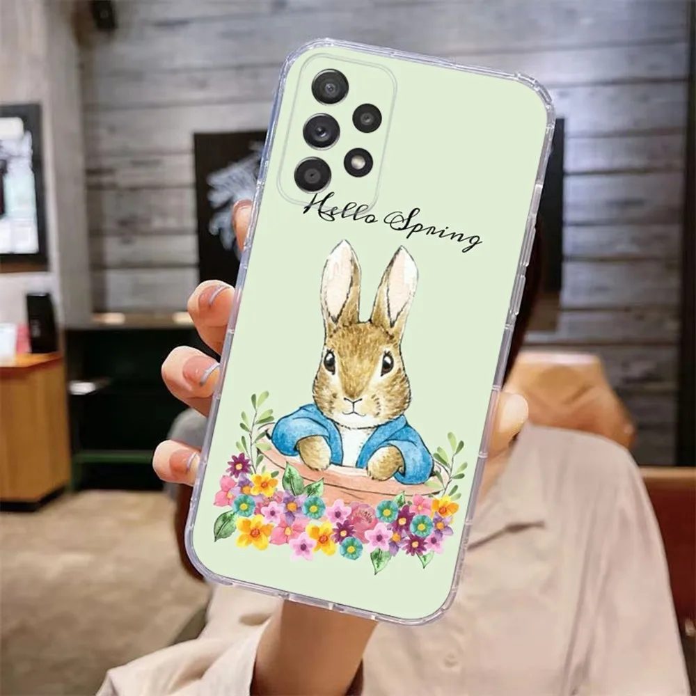 Cute P-Peter Rabbit Phone Case For Samsung Galaxy A71,70,52,51,40,31,A50,30S,21S,Note20ultra Transparent Cover