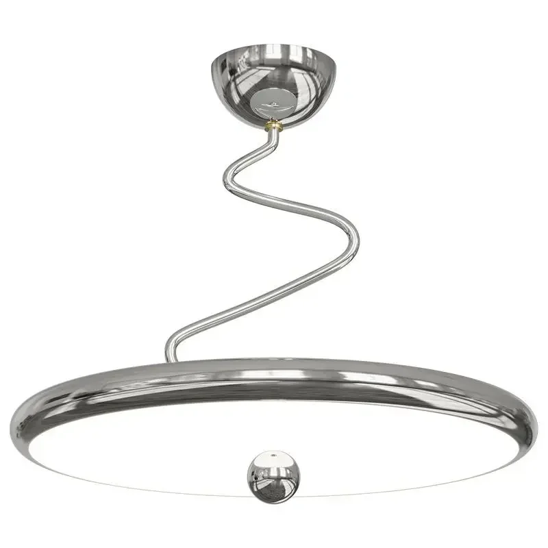 Modern Chrome Colored Circular Bedroom Pendant Light Simple Creative Twist Ceiling Mounted Study Lighting Fixture