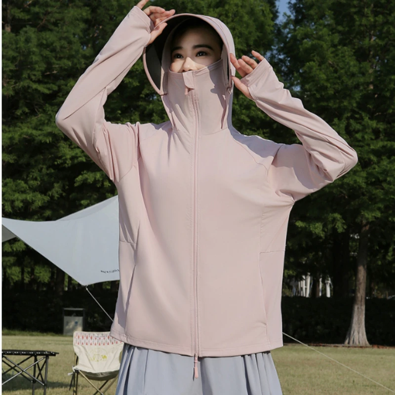2026 New Women Summer Jacket Ice Silk Sunscreen Clothes Outdoor Loose Breathable Versatile Hooded Sunscreen Clothing Female Tops
