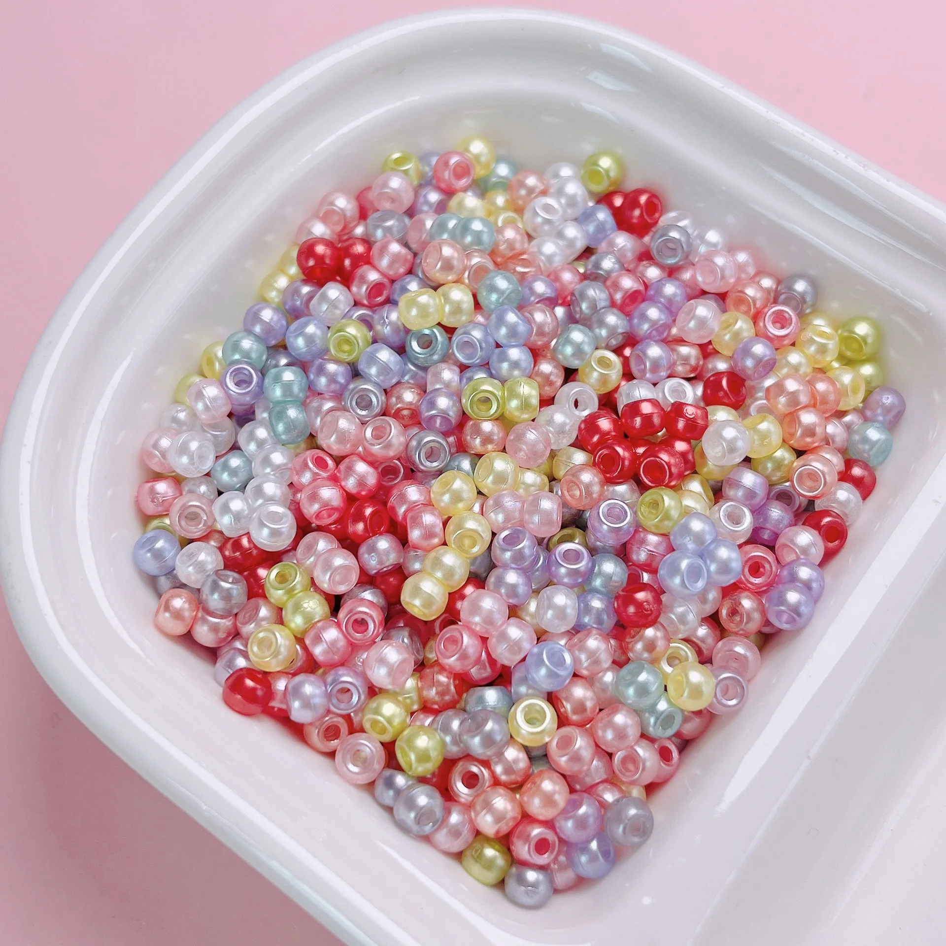 

Newest Solid Pearl Style 4mm Acrylic Pony Spacer Beads Fit Girls Earring Keychain Bracelet Knit Ornament Accessories 2000pcs