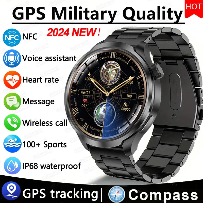 

For Huawei Sapphire Glass Screen GPS Sports Smart Watch Men Heart Monitor NFC Bluetooth Call 410mAh IP68 Waterproof Smartwatches