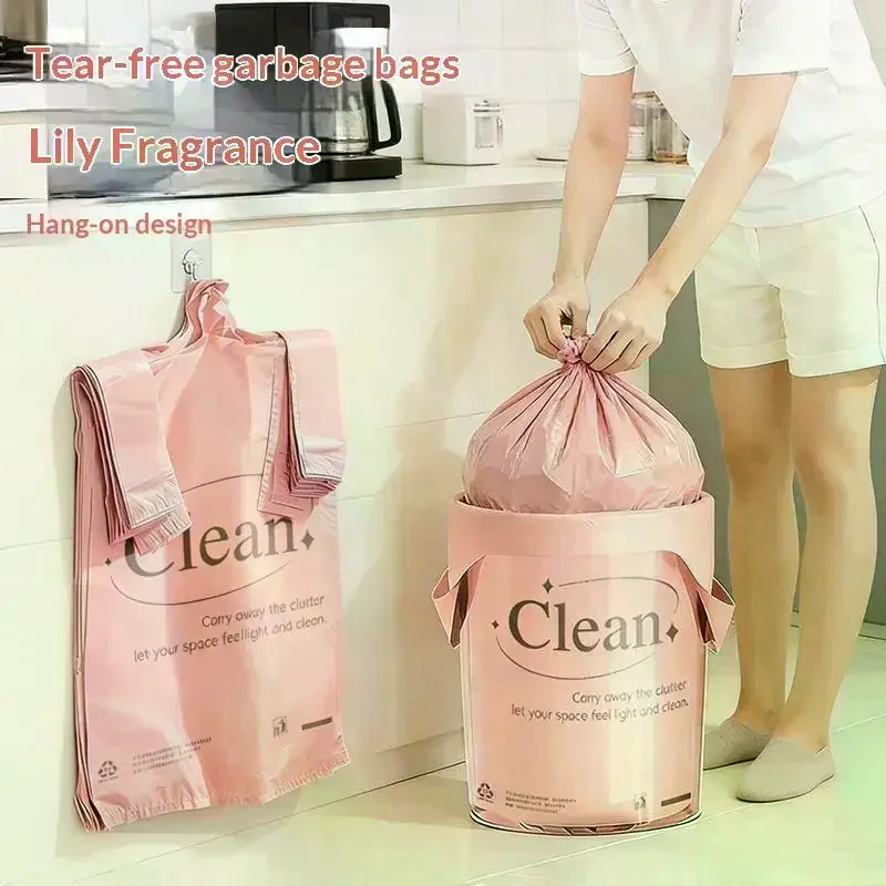 50PCS Thickened Drawstring Trash Bags Leak Proof Tear Resistant Fit For ...
