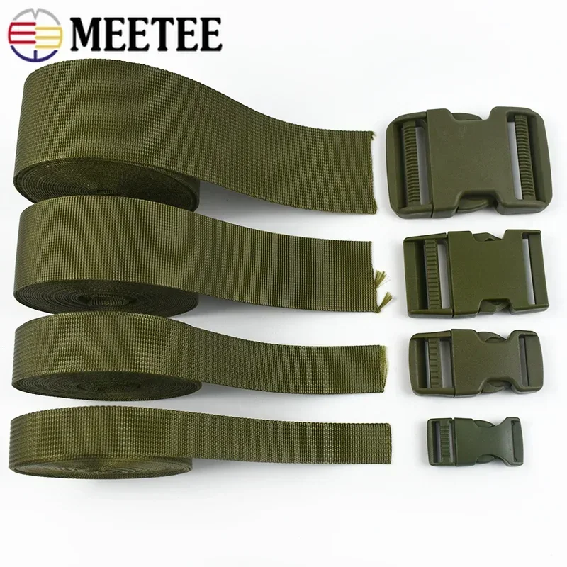 

Meetee 1-5Sets 20-50mm Nylon Webbing Tape with Quick Release Buckle Backpack Strap Connect Clasp Band DIY Sewing Accessories