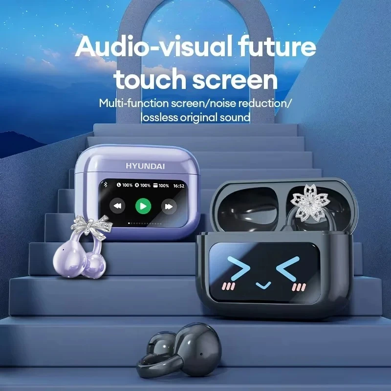 جديد AI سماعات بلوتوث مع شاشة تعمل باللمس فراشة أقراط الديكور اللاسلكية قرط كبس نوع غير في الأذن سماعة أذن مقاومة للماء #2
