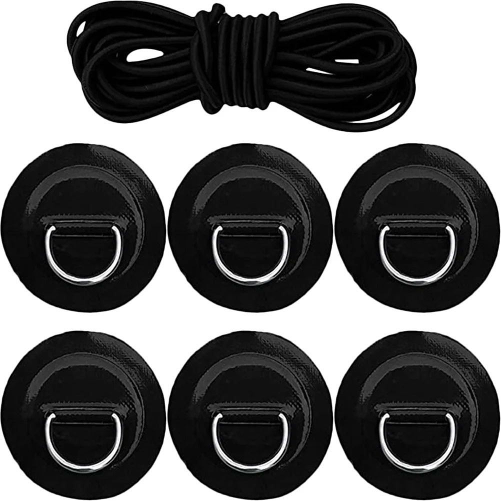 1Set Paddleboard D Rings Inflatable Kayak Accessories Strong Non-Rusting D Ring Pads with Stretch Rope for Outdoor Water Sports