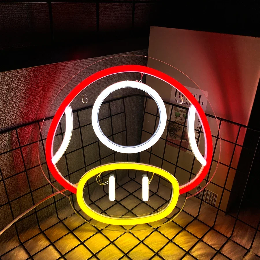 Beauty Salon Decor Room Wallpaper for Wall Bar Neon Gamer Decoration Game Sign Light Up Man Mushroom Birthday Gifts Boys Cave view 6