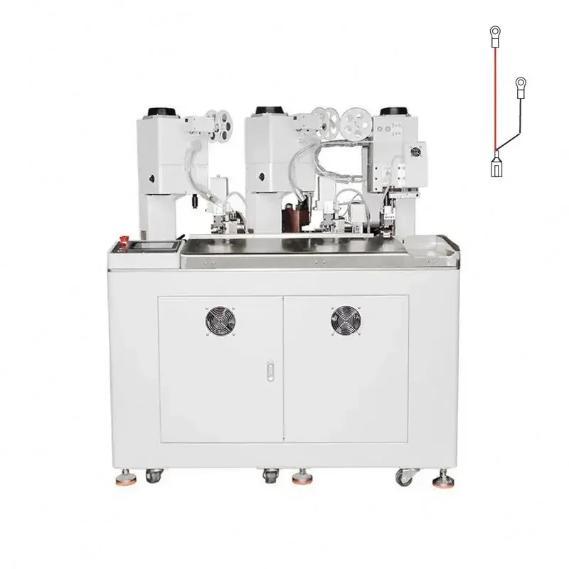 Automatic 2 Into 1 Wire Cutting Stripping Crimping 3 Pressing Terminal Crimper Equipment Machine