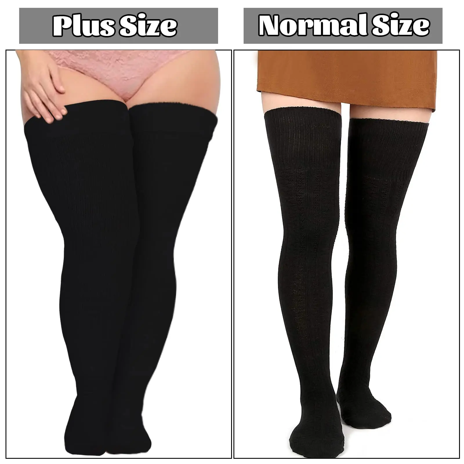 Autumn and Winter Plus-Size Women's Over-The-Knee Socks (Suitable for Thick Thighs) - Widened and Lengthened Thick Knitted Socks