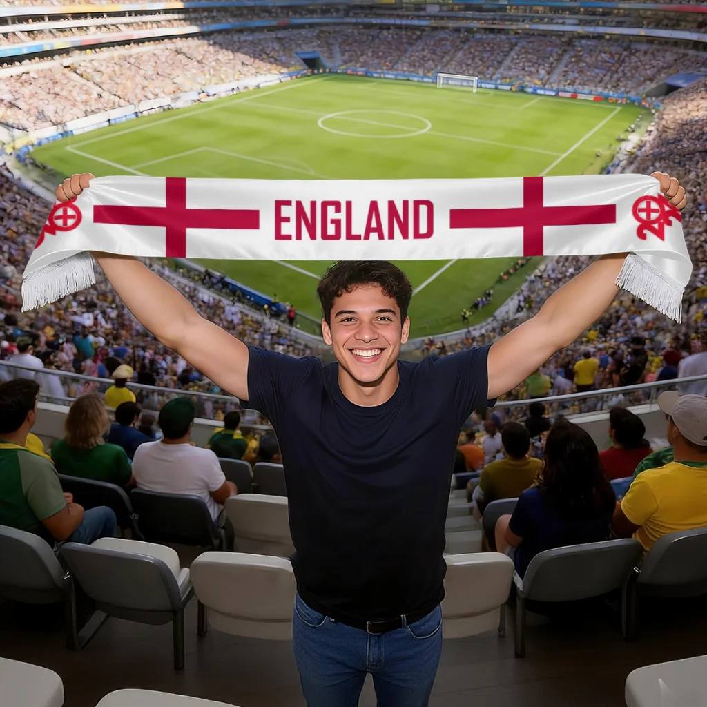 

2026 england Flag Soccer Fans Scarf Top Print Sports Gift For National Day Independence Day Polyester Double Side